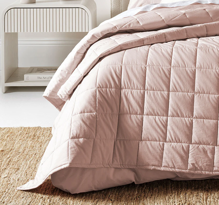 Evie Organic Cotton Coverlet Blush Pink - Image 3
