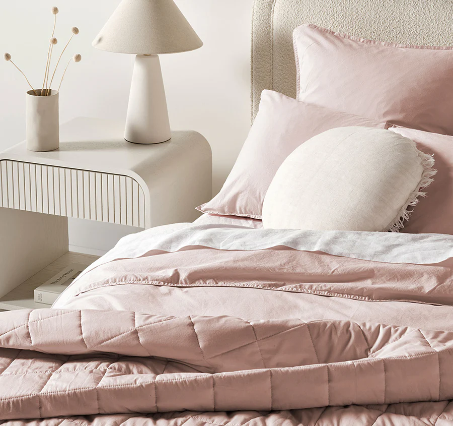 Evie Organic Cotton Coverlet Blush Pink - Image 4