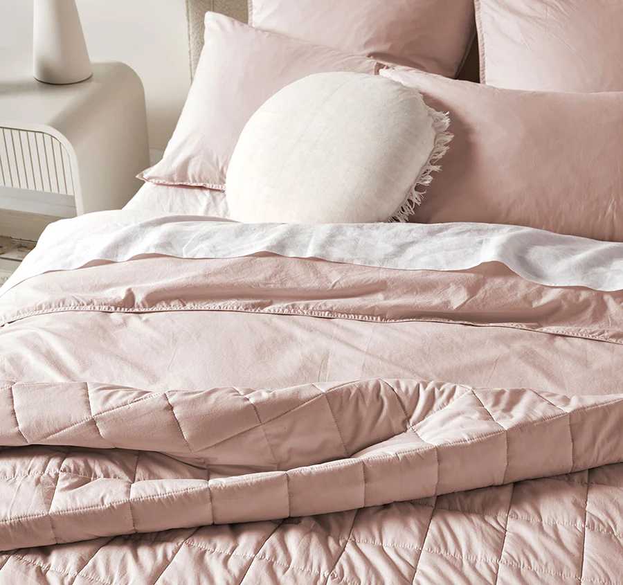 Evie Organic Cotton Coverlet Blush Pink - Image 5