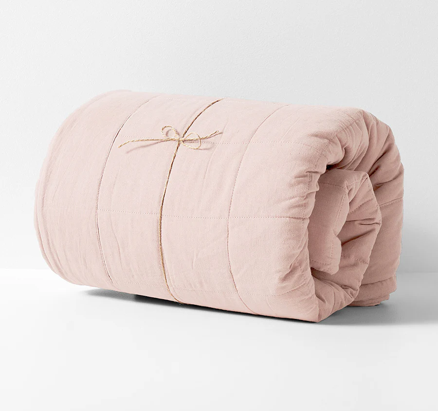 Evie Organic Cotton Coverlet Blush Pink - Image 6