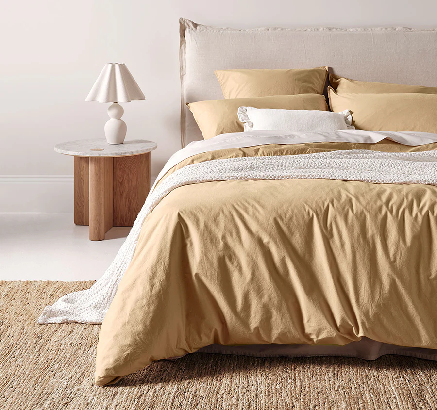 Evie Organic Cotton Quilt Cover Range Caramel