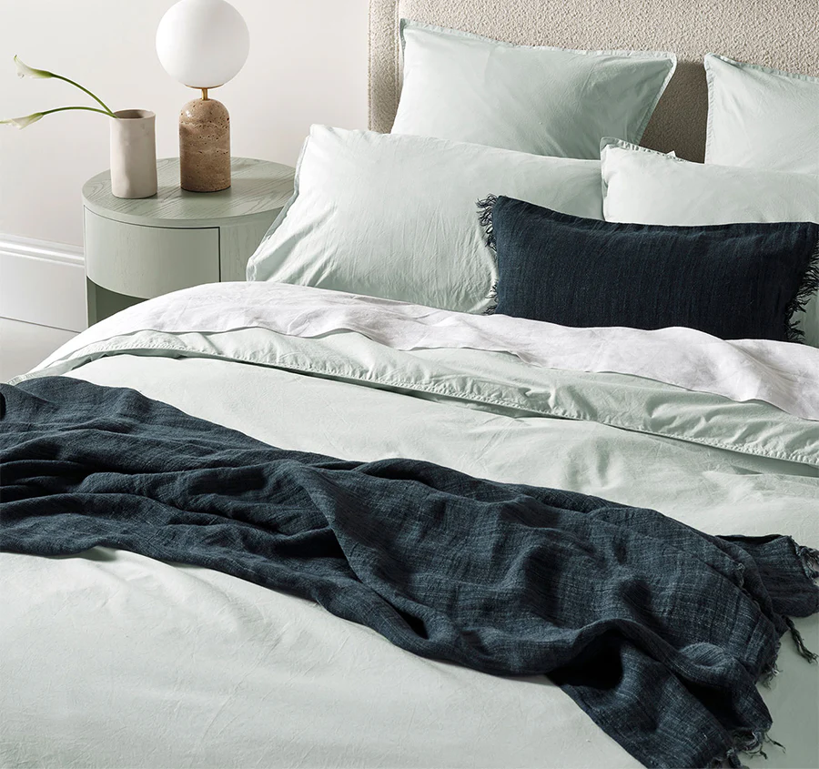 Evie Organic Cotton Quilt Cover Range Mist - Image 5