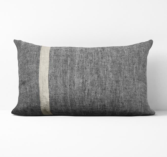 Herringbone 35x55cm Filled Cushion Charcoal