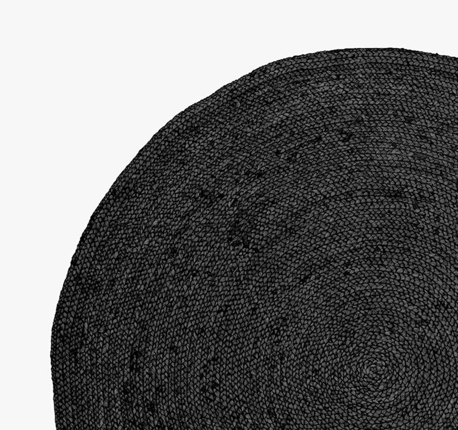 Jute Round Floor Rug Range Black - Image 3
