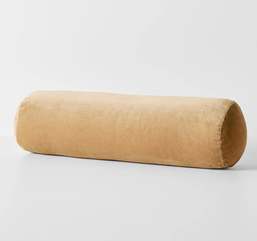 Luxury Velvet 18x60cm Filled Bolster Cashew