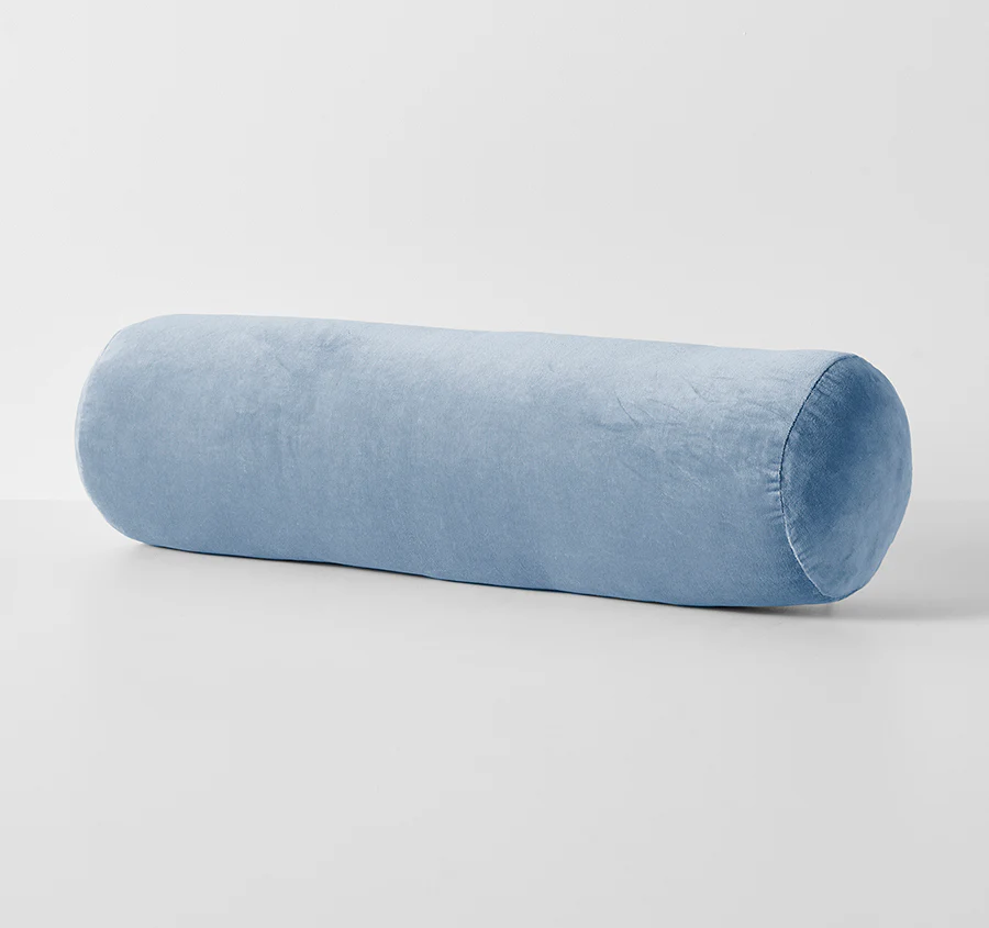 Luxury Velvet 18x60cm Filled Bolster Powder Blue