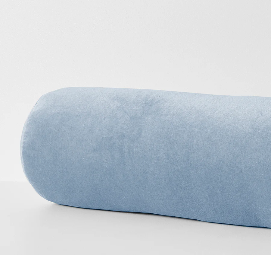 Luxury Velvet 18x60cm Filled Bolster Powder Blue - Image 2