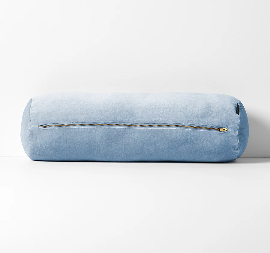 Luxury Velvet 18x60cm Filled Bolster Powder Blue - Image 3