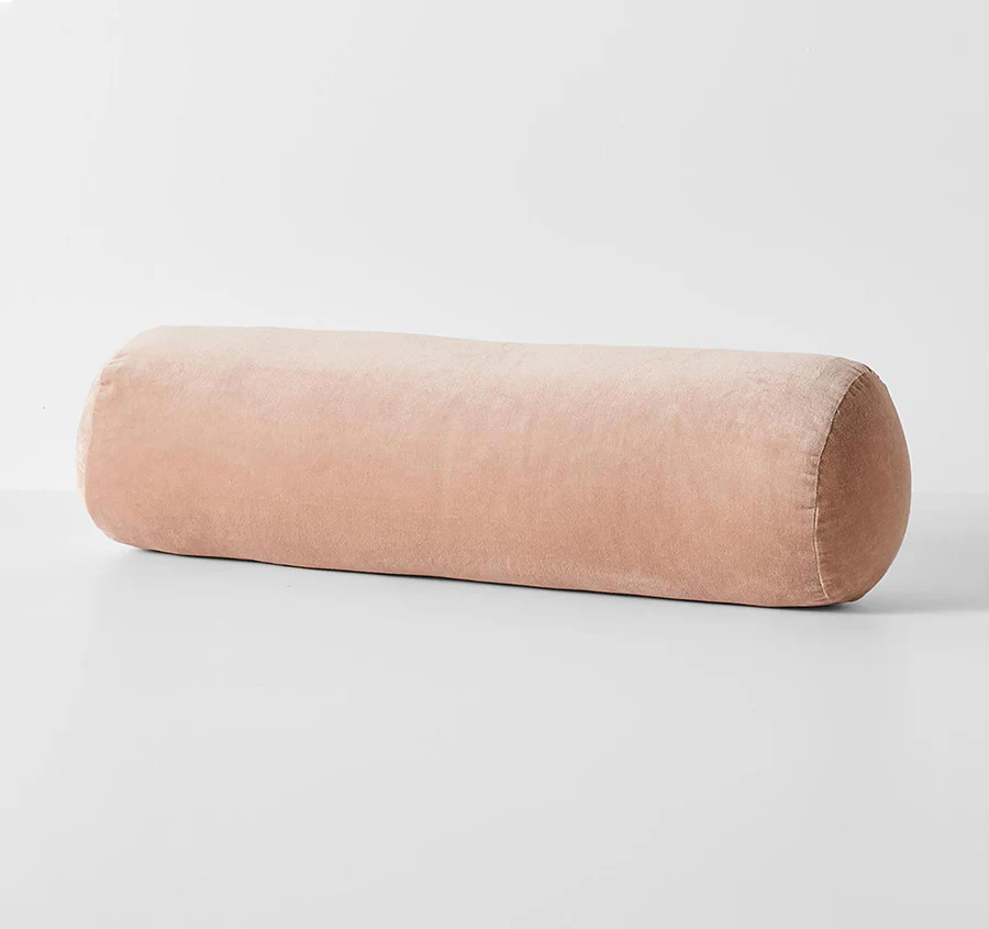 Luxury Velvet 18x60cm Filled Bolster Rosewater