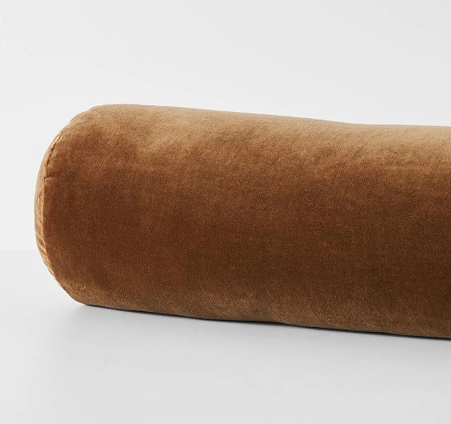 Luxury Velvet 18x60cm Filled Bolster Tobacco - Image 2