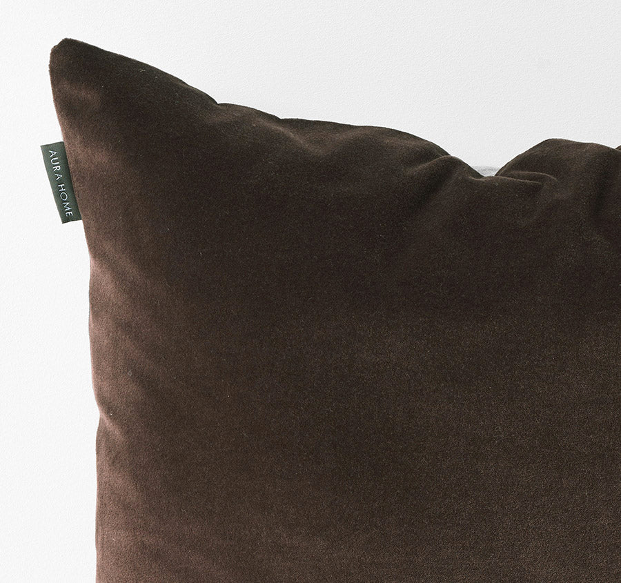 Luxury Velvet 50x50cm Filled Cushion Chocolate - Image 2