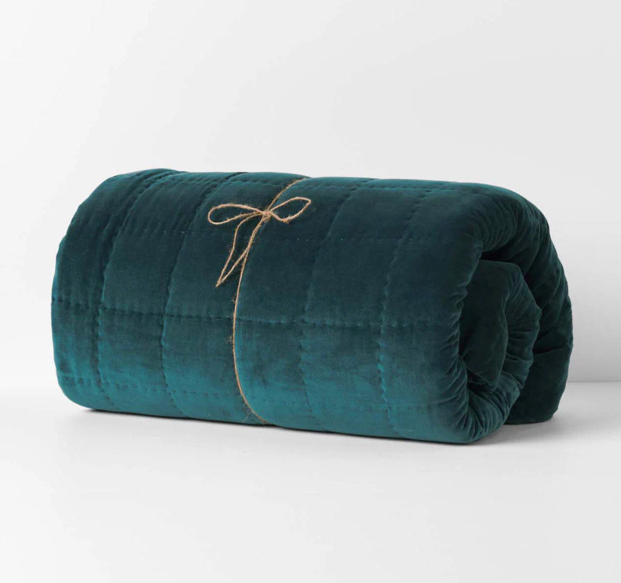 Luxury Velvet Coverlet Indian Teal - Image 5