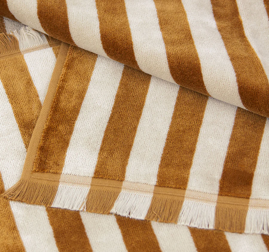 Palma Stripe 560GSM Cotton Bath Towel Range Bronze and Sand - Image 2