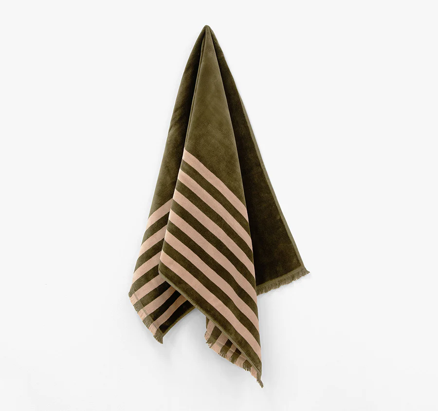 Palma Stripe 560GSM Cotton Bath Towel Range Caper and Shell - Image 3