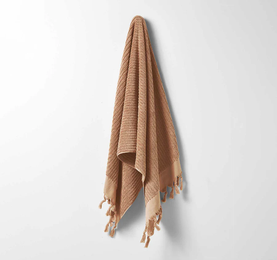 Paros Rib 5 Piece 580GSM Cotton Bath Towel Set Clay - Image 4