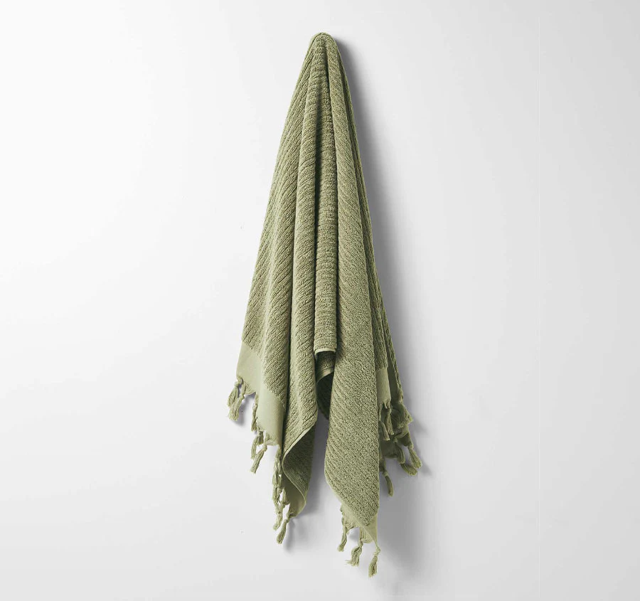 Paros Rib 5 Piece 580GSM Cotton Bath Towel Set Fennel - Image 4