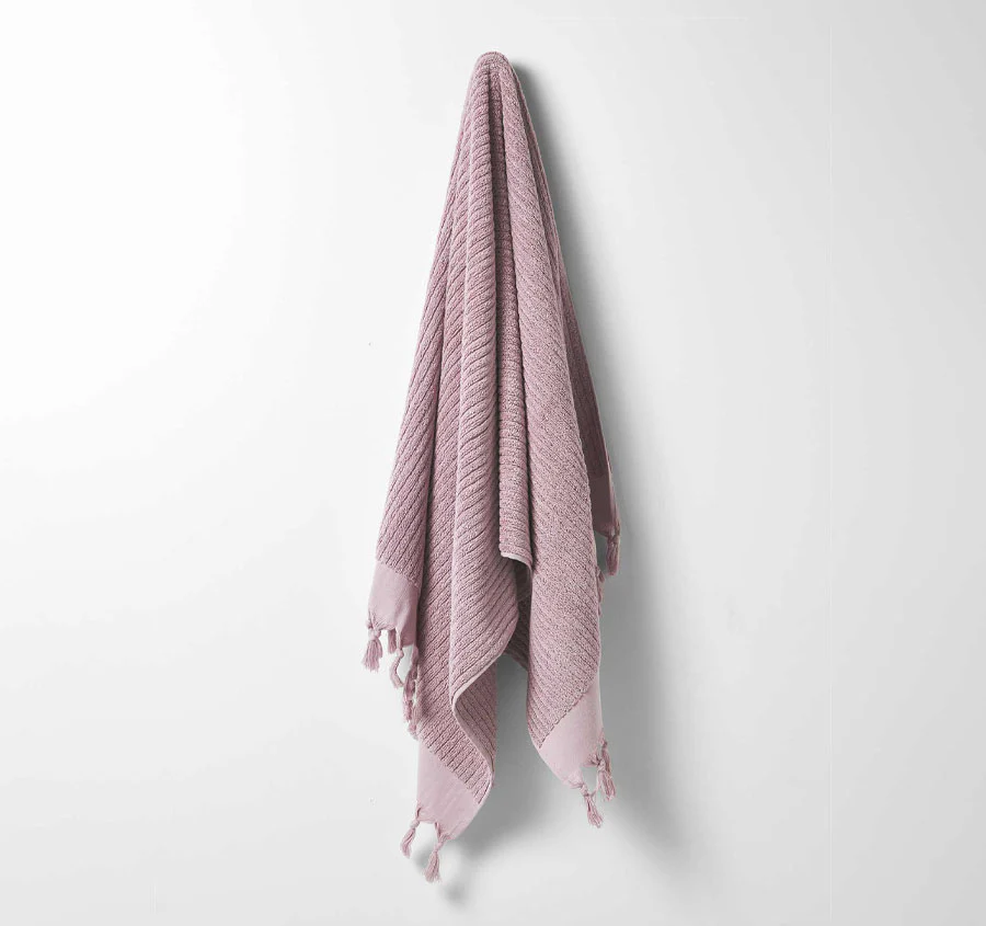 Paros Rib 5 Piece 580GSM Cotton Bath Towel Set Lilac - Image 4
