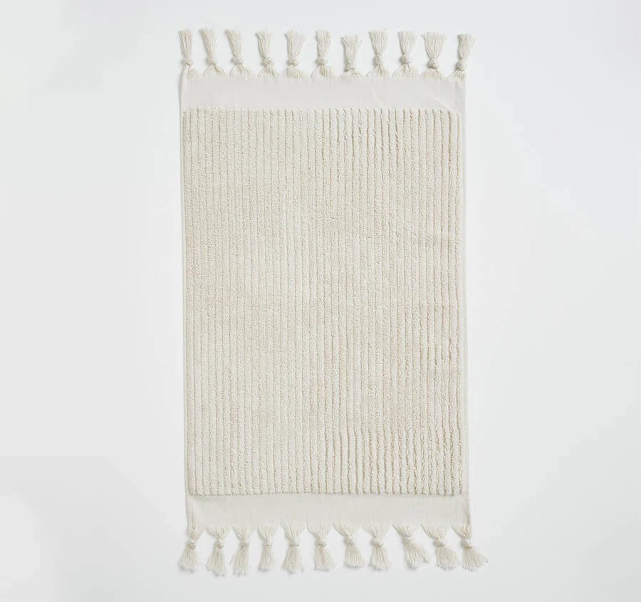 Paros Rib 5 Piece 580GSM Cotton Bath Towel Set Sand - Image 5