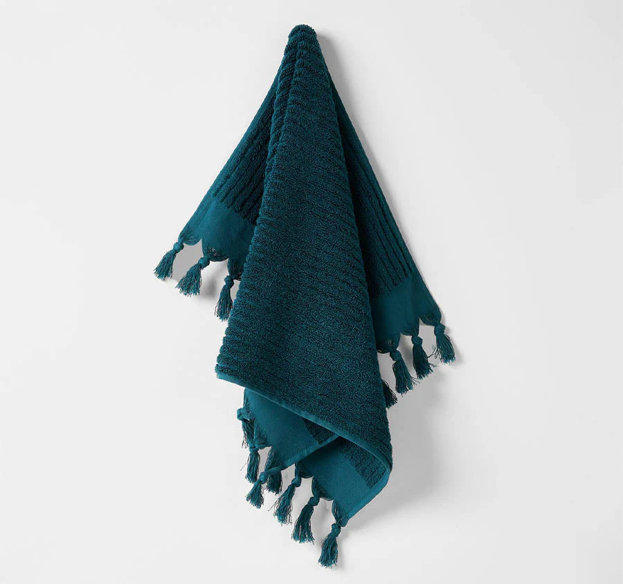 Paros Rib 580GSM Cotton Bath Towel Range Indian Teal - Image 4