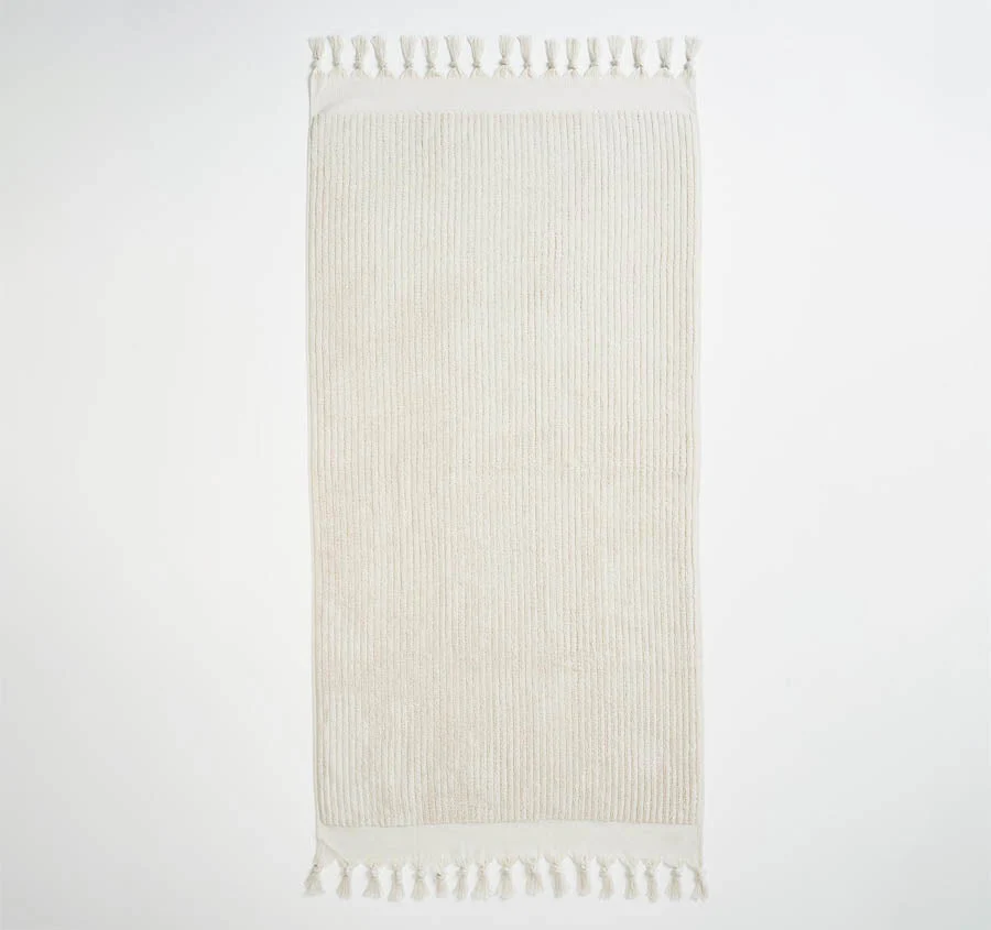 Paros Rib 580GSM Cotton Bath Towel Range Sand - Image 3
