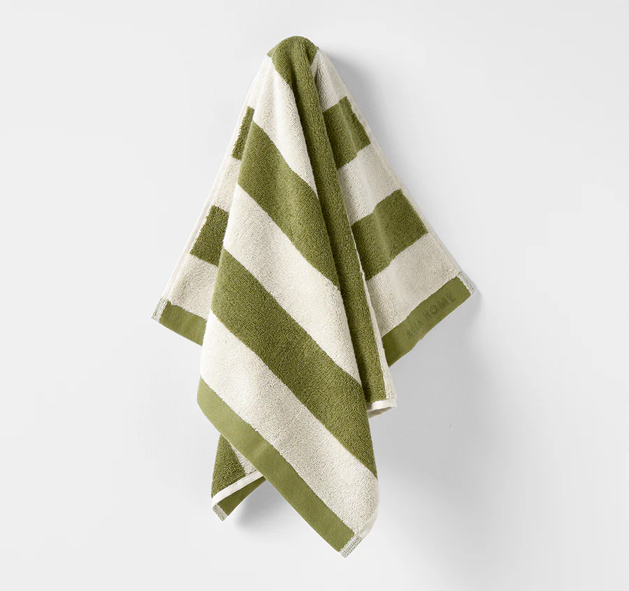 Riviera Stripe 5 Piece 580GSM Cotton Bath Towel Set Caper - Image 4