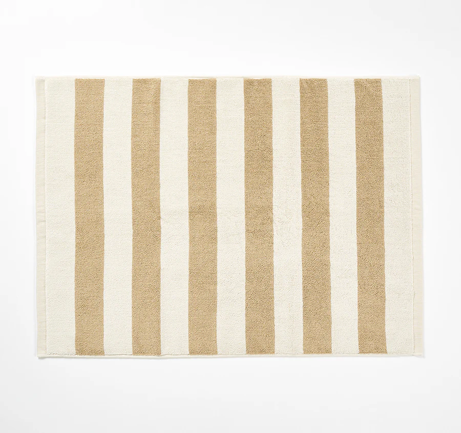 Riviera Stripe 580GSM Cotton Bath Mat Caramel