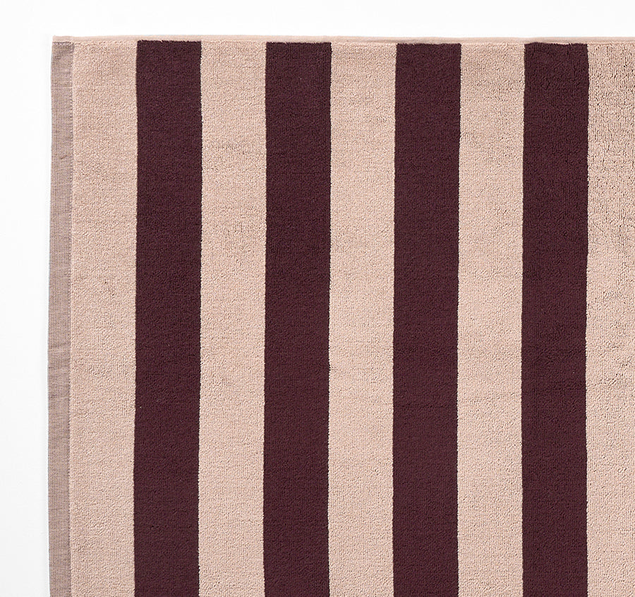 Riviera Stripe 580GSM Cotton Bath Mat Mulberry - Image 2