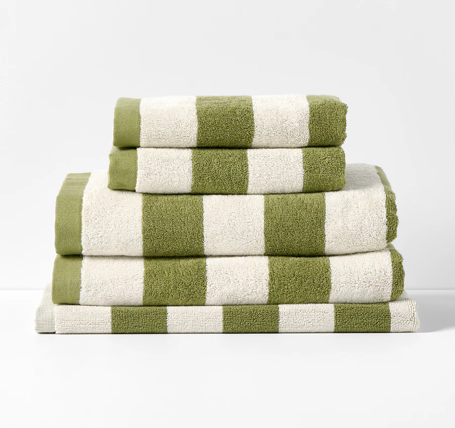Riviera Stripe 580GSM Cotton Bath Towel Range Caper - Image 5