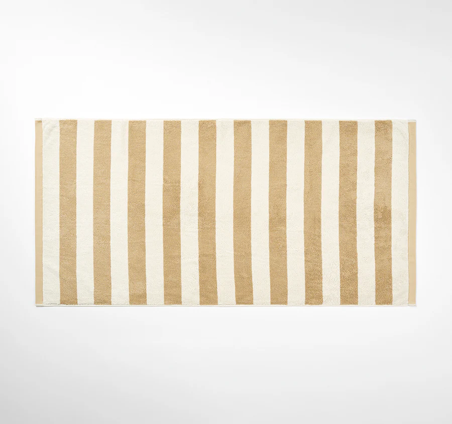 Riviera Stripe 580GSM Cotton Bath Towel Range Caramel - Image 3
