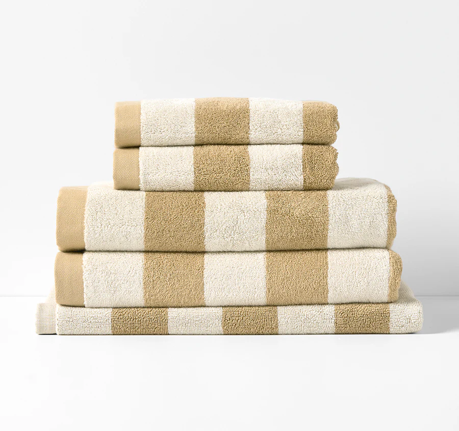 Riviera Stripe 580GSM Cotton Bath Towel Range Caramel - Image 5