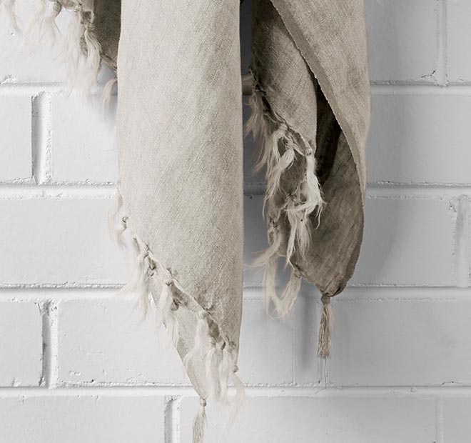 Vintage Linen Fringe 130x170cm Throw Rug Natural - Image 2