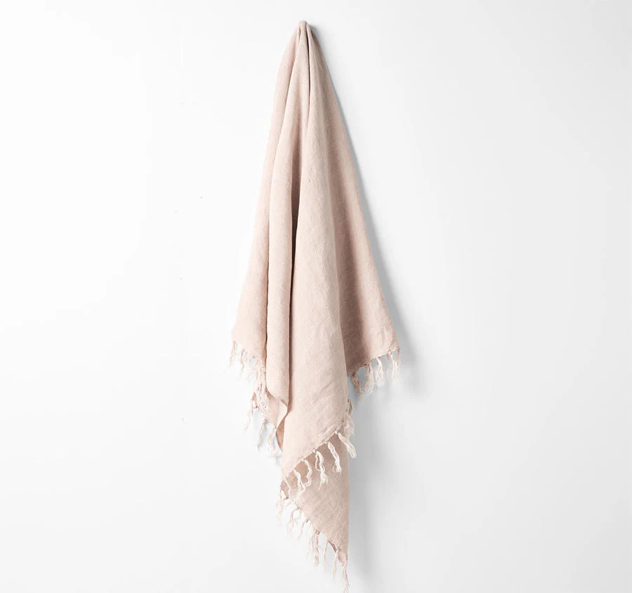 Vintage Linen Fringe 130x170cm Throw Rug Shell