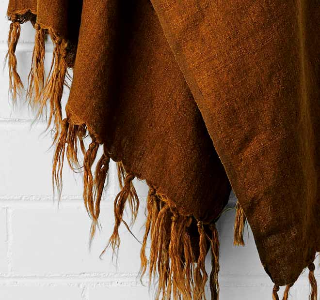 Vintage Linen Fringe 130x170cm Throw Rug Tobacco - Image 2