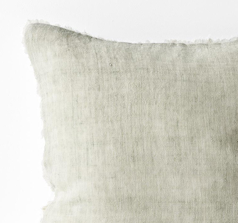 Vintage Linen Fringe 50x50cm Filled Cushion Fennel - Image 2