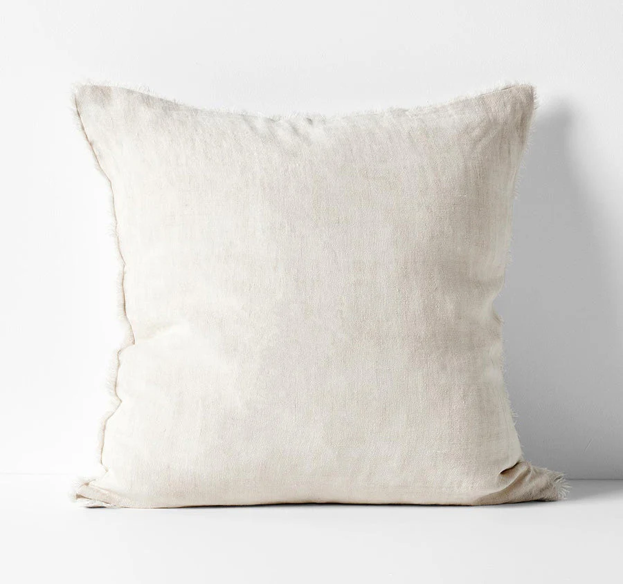 Vintage Linen Fringe 50x50cm Filled Cushion Sand
