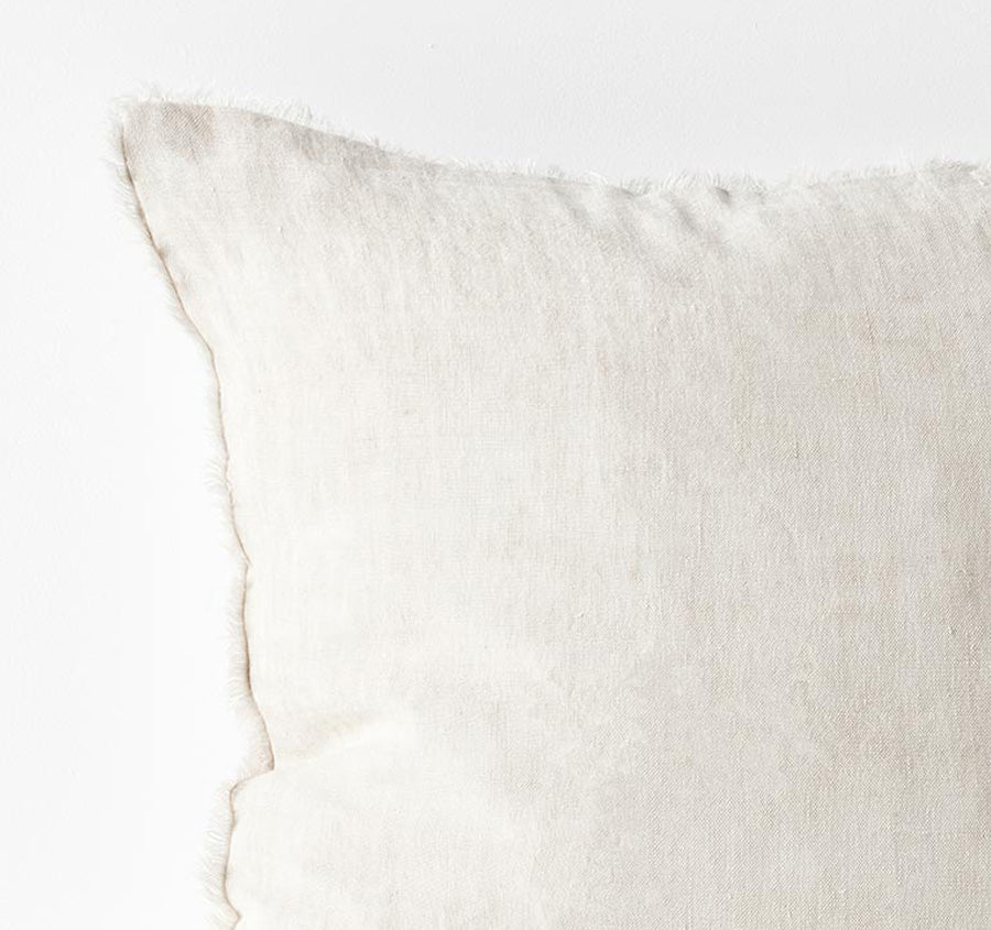 Vintage Linen Fringe 50x50cm Filled Cushion Sand - Image 2