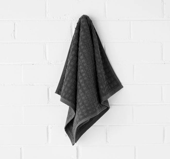 Waffle 5 Piece 580GSM Cotton Bath Towel Set Charcoal - Image 3