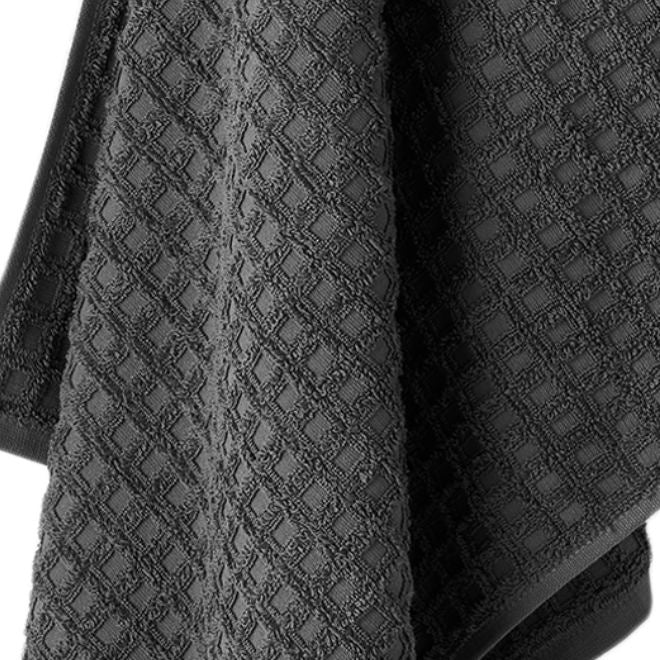 Waffle 580GSM Cotton Bath Towel Range Charcoal - Image 2