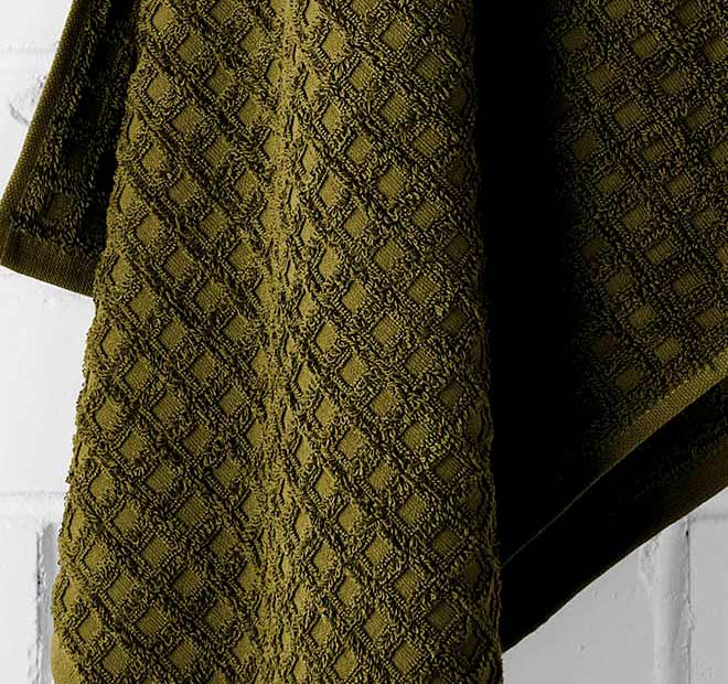 Waffle 580GSM Cotton Bath Towel Range Khaki - Image 2