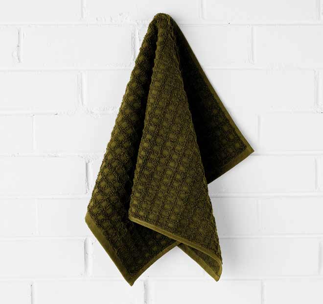 Waffle 580GSM Cotton Bath Towel Range Khaki - Image 3