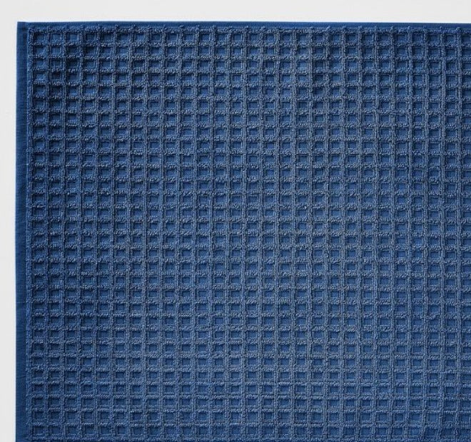 Waffle 840GSM Cotton Bath Mat Bijou Blue - Image 2
