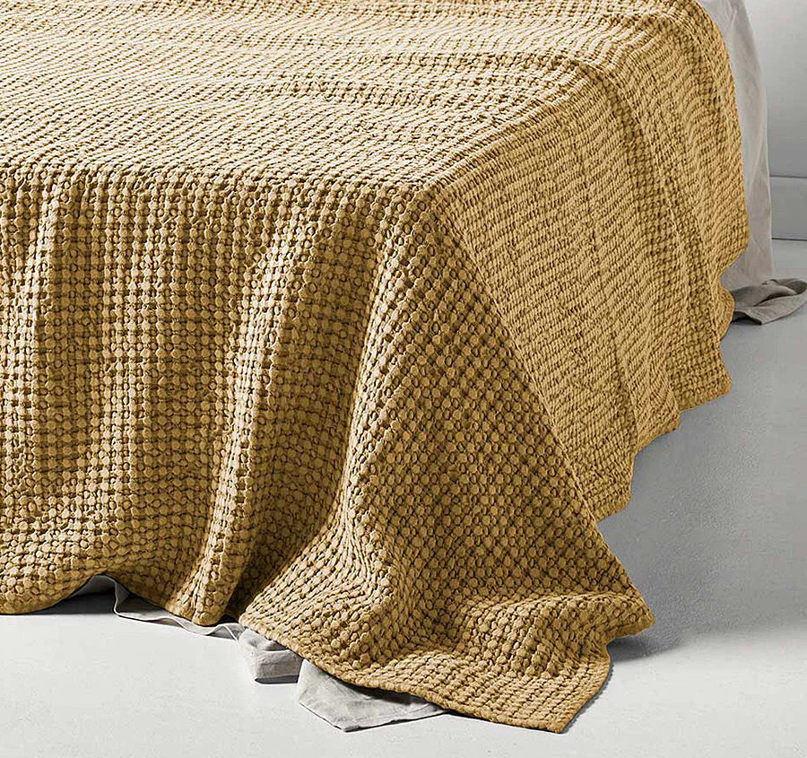 Waffle Bed Throw Caramel - Image 3