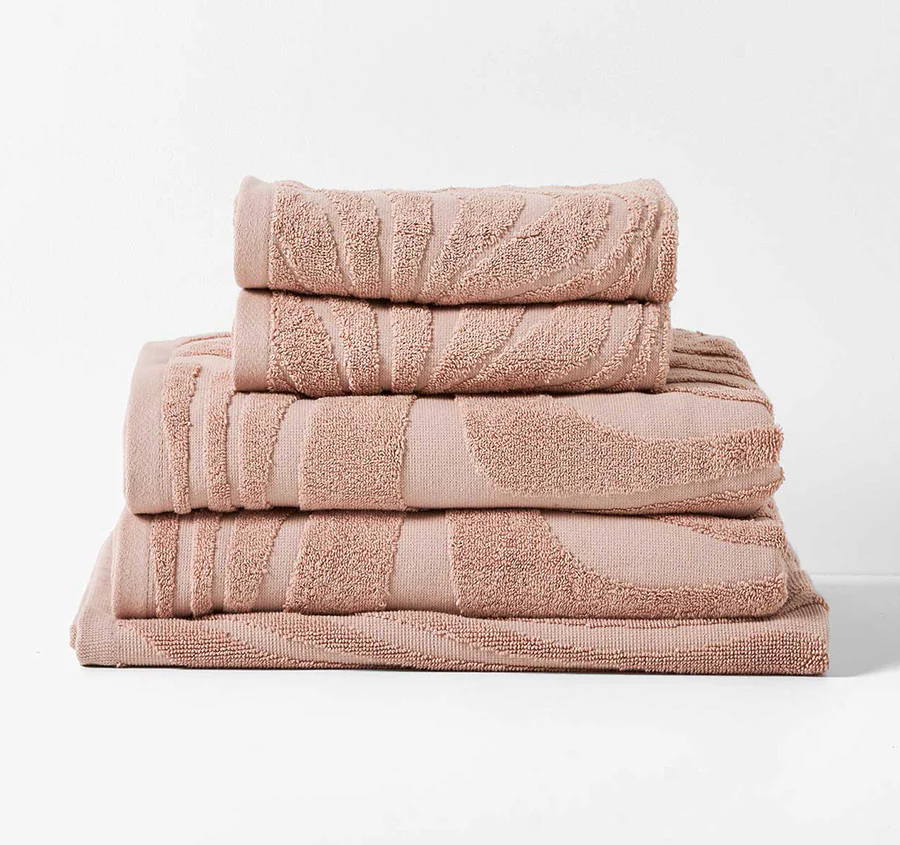 Wave 5 Piece 550GSM Cotton Bath Towel Set Shell
