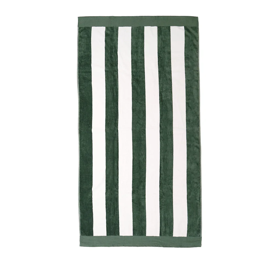Classic Stripe 95x175cm Beach Towel Moss