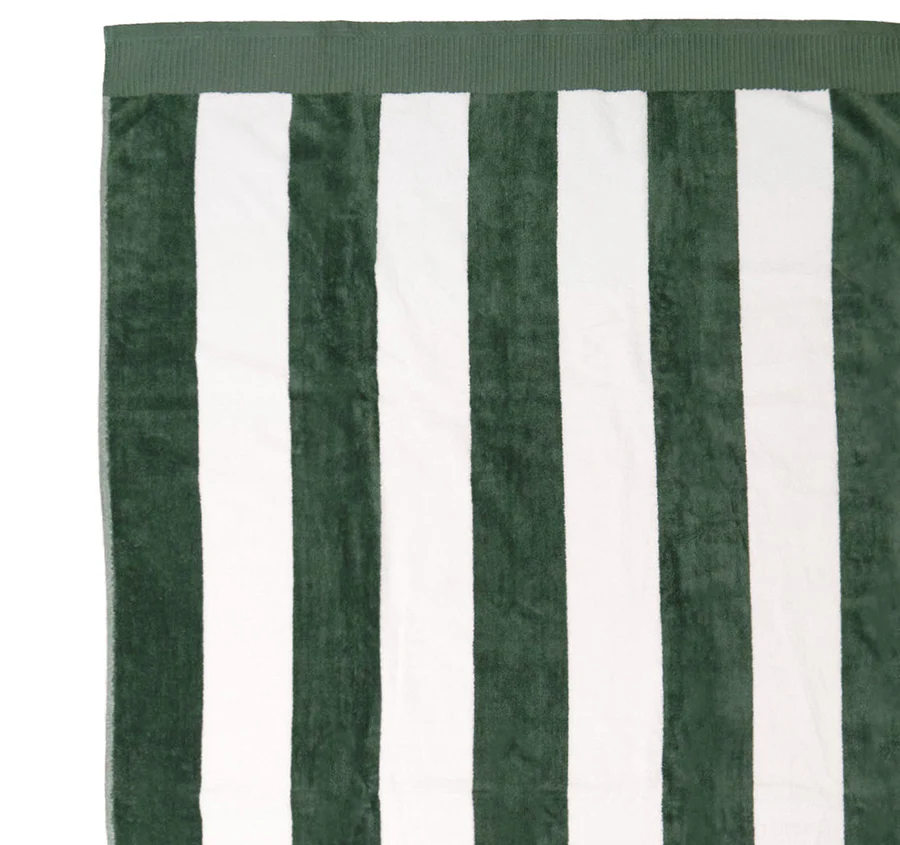 Classic Stripe 95x175cm Beach Towel Moss - Image 2
