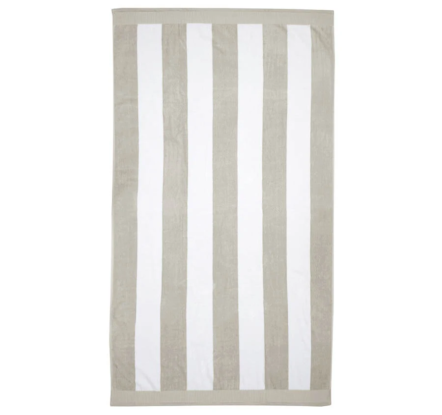 Classic Stripe 95x175cm Beach Towel Pebble