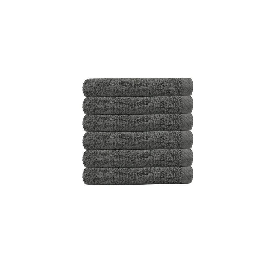 Chateau 6 Piece 500GSM Cotton Face Washer Set Charcoal