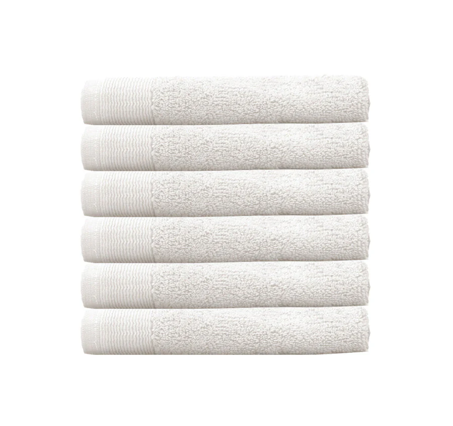 Elvire 6 Piece 600GSM Cotton Face Washer Set Chalk White