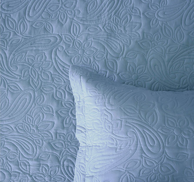 Embossed Paisley Coverlet Set Range Blue - Image 4