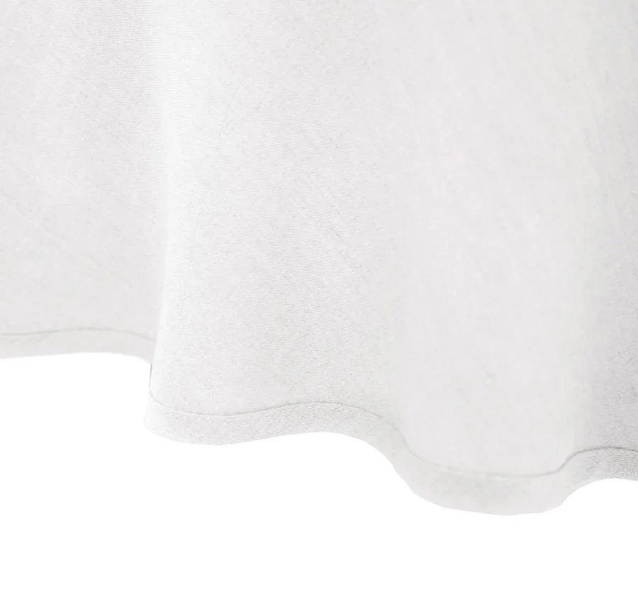 French Linen 228cm Round Tablecloth Snow - Image 2